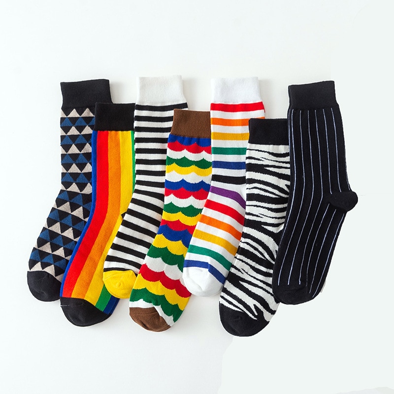 Japanese Cute Rainbow Funny Socks Striped Zebra Rhombus Socks Women Animal Harajuku Women's Socks Interesting Sox