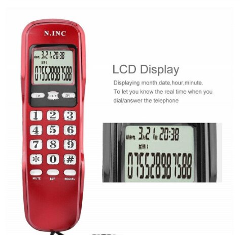 Caller ID telephone set hanging home office silver Landline Caller ID LCD Display Corded Telephone Wall Mounted Ringtone