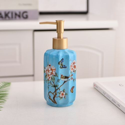 Newyearnew 1 stuk keramische handwasfles vloeibare emulsie zeepdispenser retro badkamerdecoratie accessoires: En