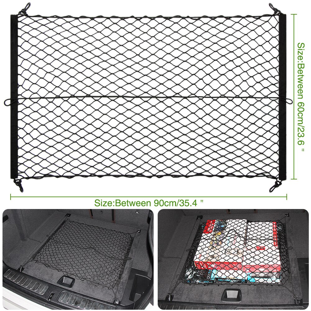 Auto Care 90x60 cm Universele Kofferbak Bagage Opslag Cargo Organizer Nylon Elastische Mesh Net Met 4 Plastic haken