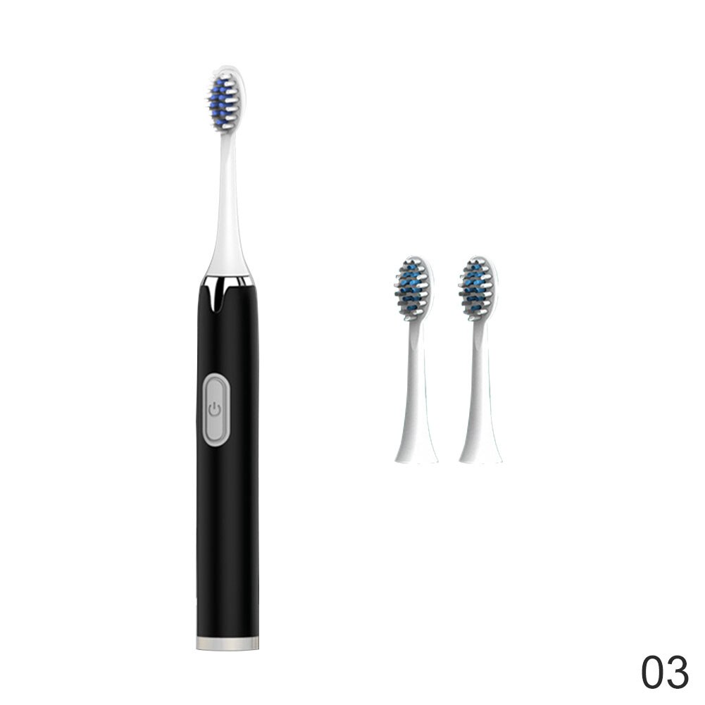 1 Set Adult Timer Brush No Rechargeable Tooth Brushes Replacement Heads Set Battery Operated Oral Hygien Teeth: black 3pcs head