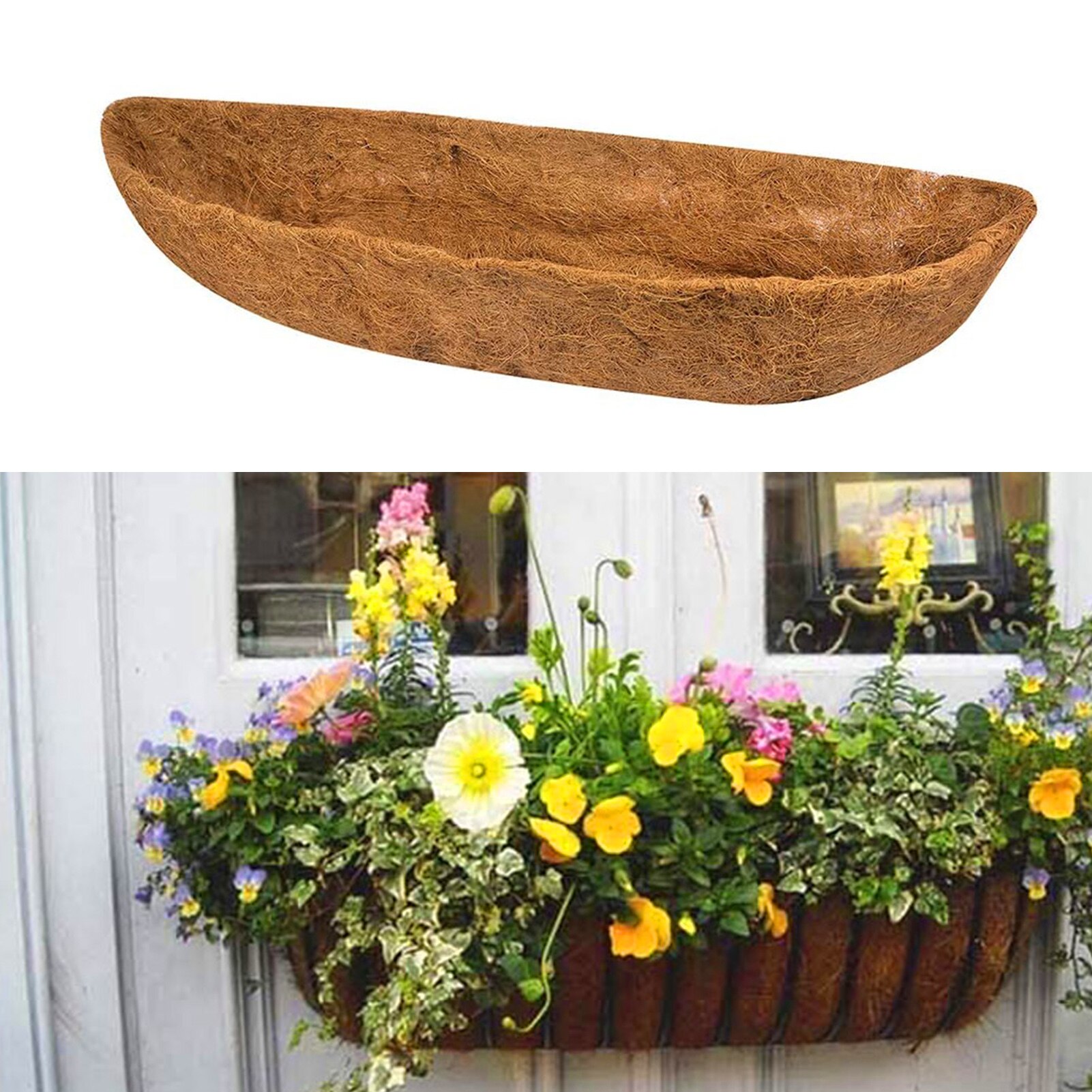 Doublure de jardinière en forme de demi-lune, pour boîte de fenêtre