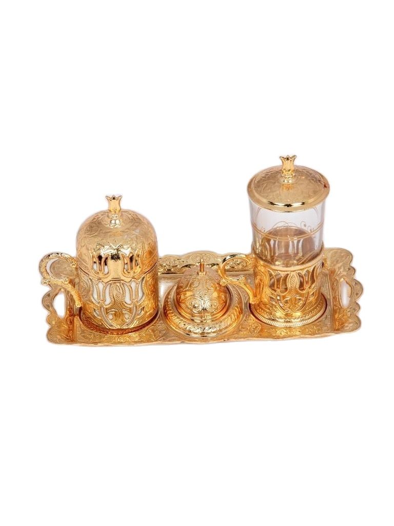 Turkish Coffee Mug Ceramic Coffee Set Espresso Mugs Gold Color 6 Pieces Metallic Turkish Arabic Russian Bosnian Serbian Albanian Coffee Set 1 Cup 1 Tray 1 Cup 1 Cup Protector 1 Sugar Bowl Ottoman Set
