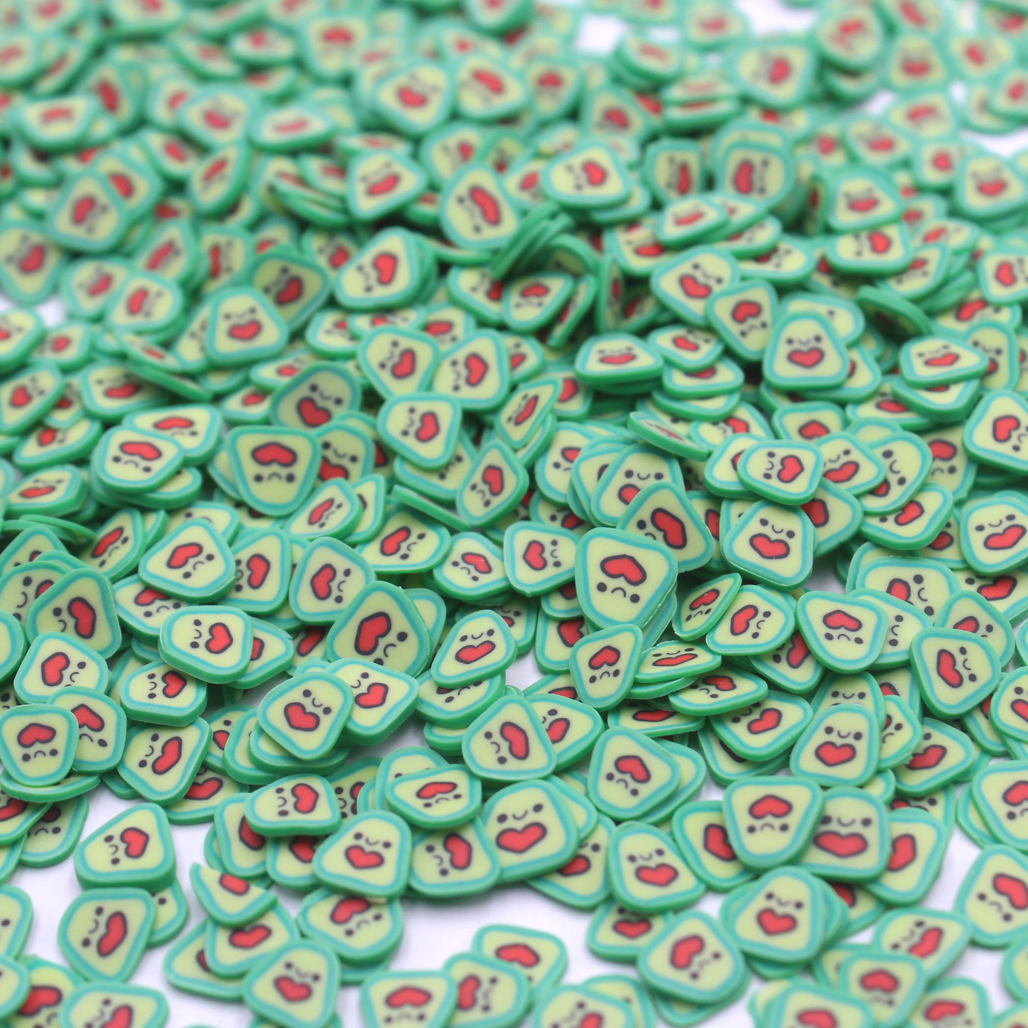 100g/Lot Cute Avocado Slices Polymer Clay Soft Clay Sprinkles for Arts and Mobile Decoration DIY Crafts Filler Accessories