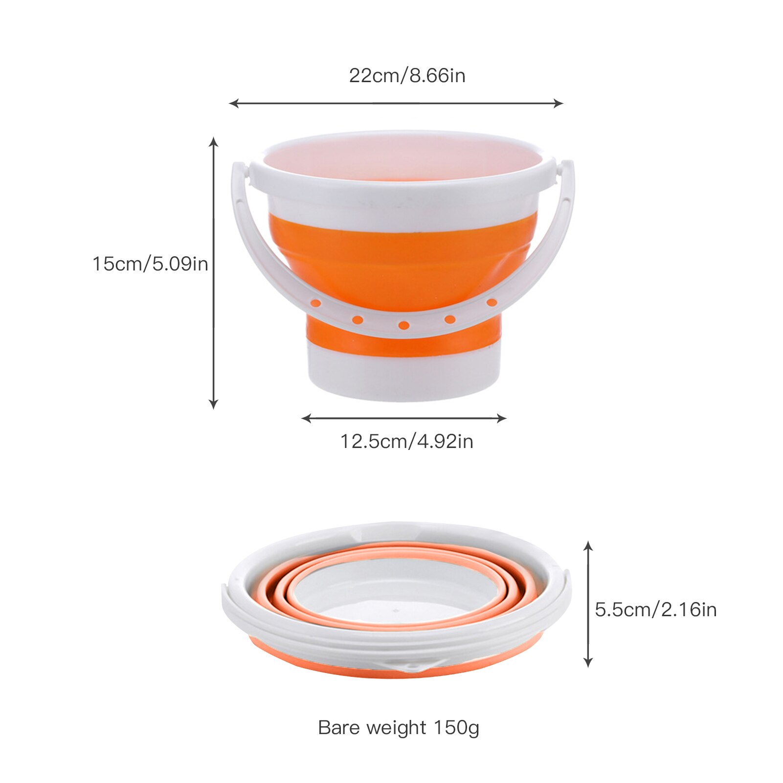 Seau pliant en plastique de 1,5 l – 10l, seau pliant pour la pêche, lavage de voiture, seau de pêche en plein air, Camping, salle de bain, outil de cuisine: 1.5L Orange