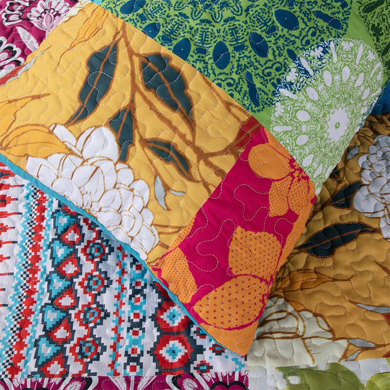 Bloemenprint Gewatteerde Sprei Op Het Bed Patchwork Dekbed Dekbed Deken Dekbed Plaid Linnen Cubrecam Bed Cover Colchas Koningin