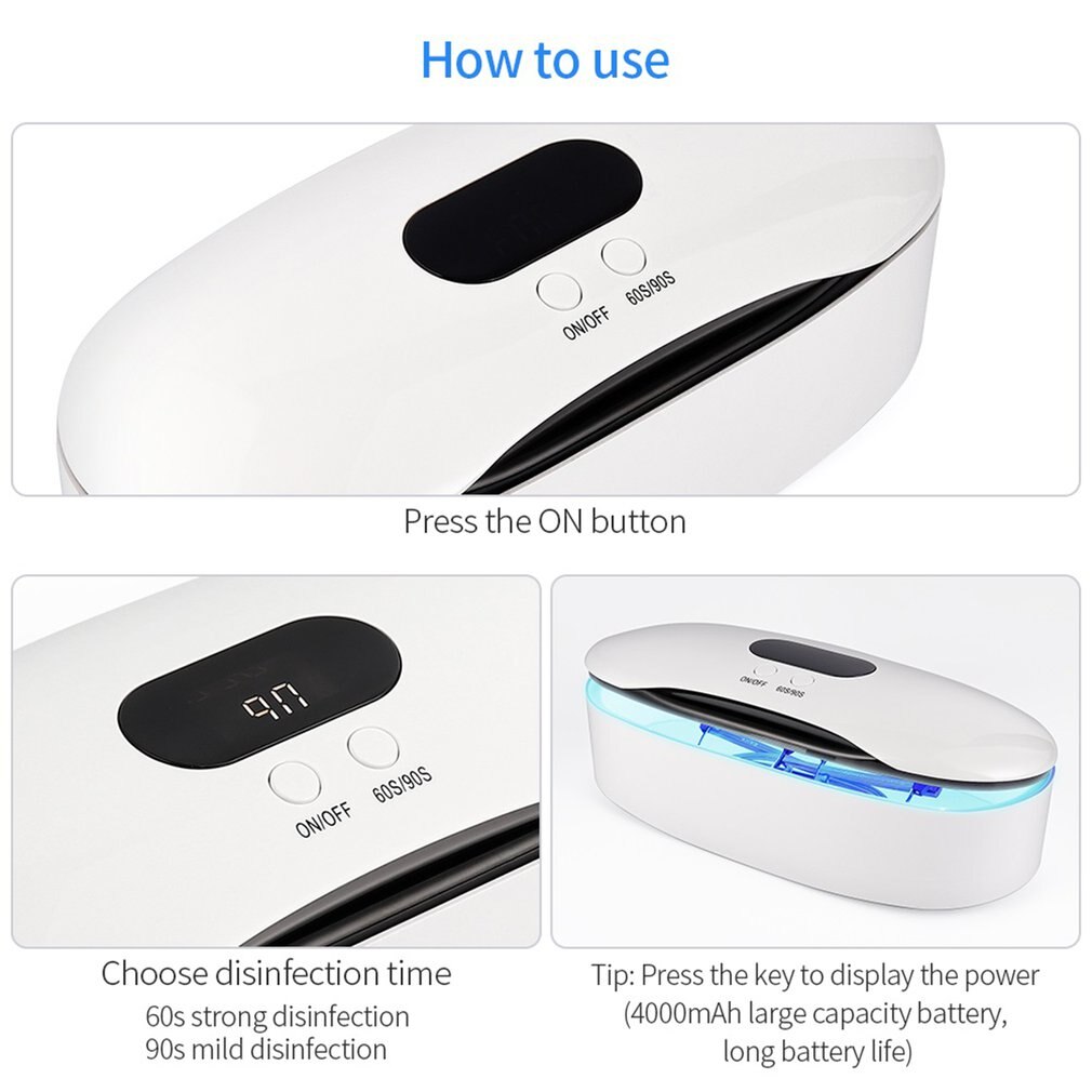 Disinfection box for beauty manicure utensils Portable UVC band ultraviolet sterilization and disinfection box