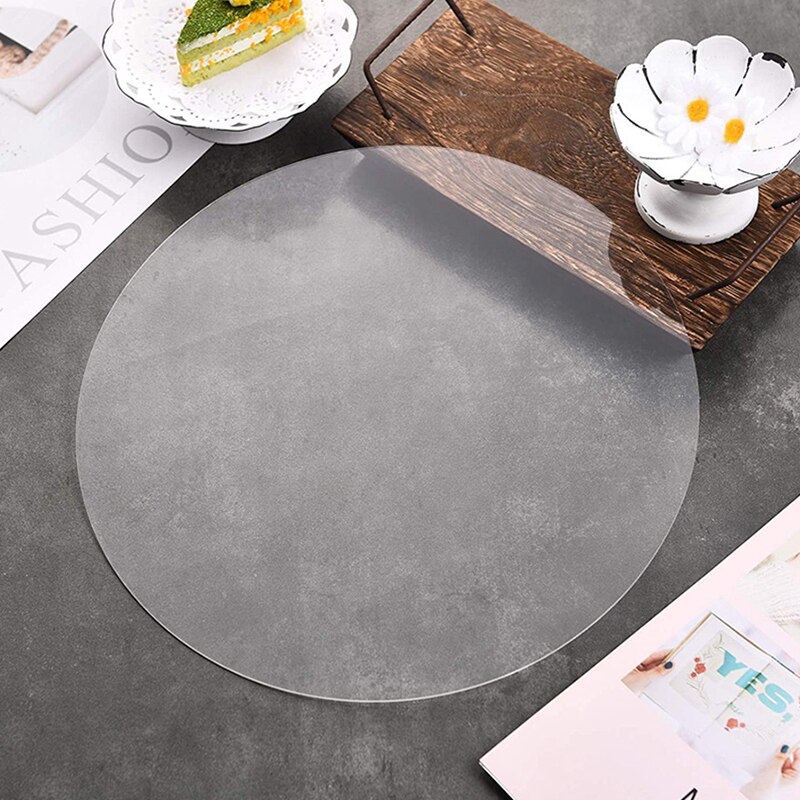 2PCS Round Acrylic Cake Display Board Multi Sizes Transparent Cast Acrylic Circle Discs DIY Craft Cake Display Board Supplies