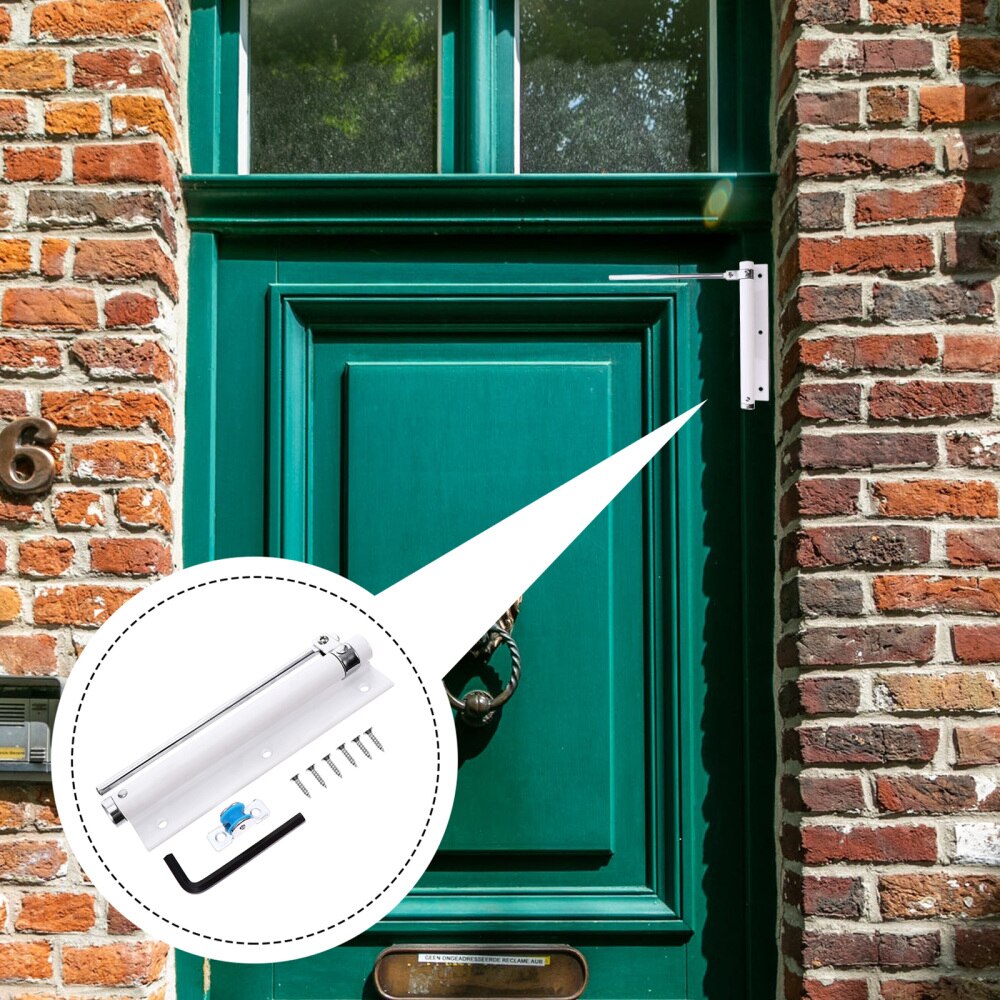 1pc Heavy Duty Adjustable Closing Speeds Door Closer Metal Spring Door Closer: White