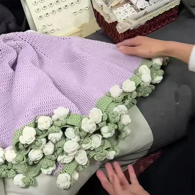 Hand-woven DIY Rose Bouquet Blanket Material Package Wool Crochet Tool Set Creativity Romantic Handmade