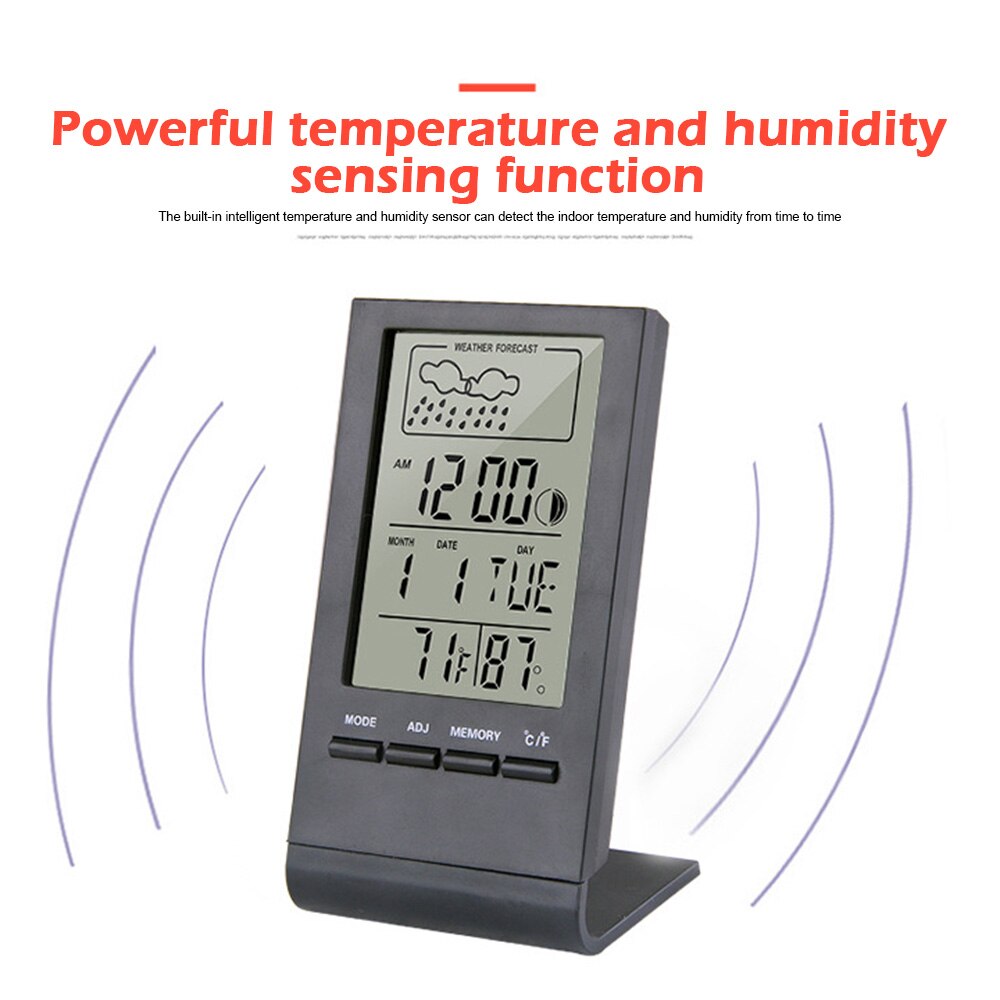 Thermometer Hygrometer Gauge Indicator Automatic Electronic Temperature Humidity Monitor Indoor/Outdoor Weather Station Clock