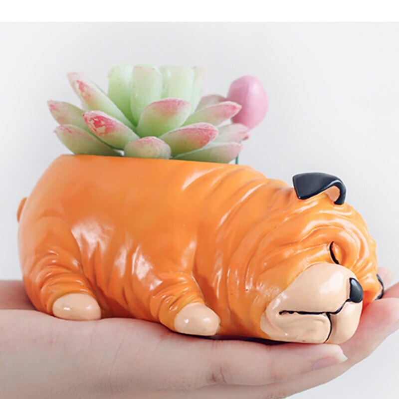 Cartoon Dogs Flower Vase Resin Succulent Animal Shaped Planter Flower Pot