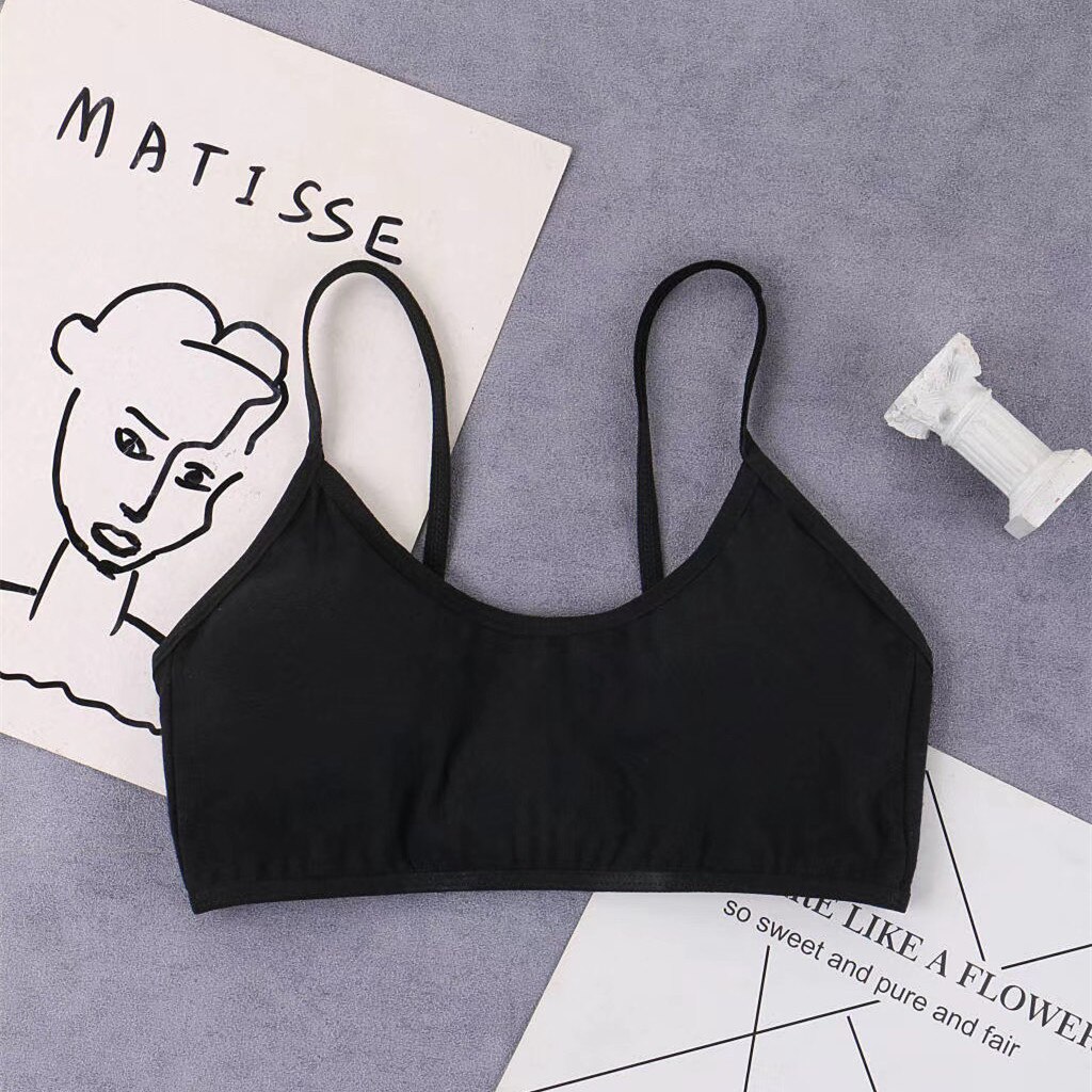 8-16 Years Cotton Girls Training Bra Adolescente Girl's Sport Bras Teen Girl Underwear Push Up Teens Bras With Chest Pad: black