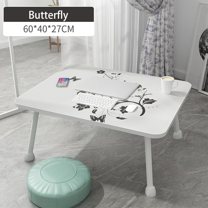 Wooden Portable Folding Adjustable Foldable Laptop Table Multipurpose Sofa Bed Trays Students Dormitory Laptop Table Desk Stand: Butterfly