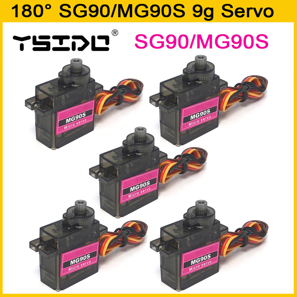 5 uds MG90S engranaje de Metal Digital 9g Servo SG90 para helicóptero Rc avión barco coche MG90 9G Trex 450 RC Robot helicóptero