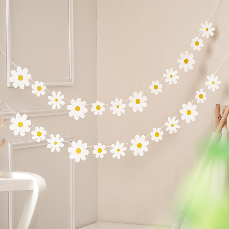 Gänseblümchen Geburtstags feier Dekoration Gänseblümchen Blume Papier Banner Platte Strohhalme Kuchen Deckel Art alles Gute zum Geburtstag Party Baby Party liefert