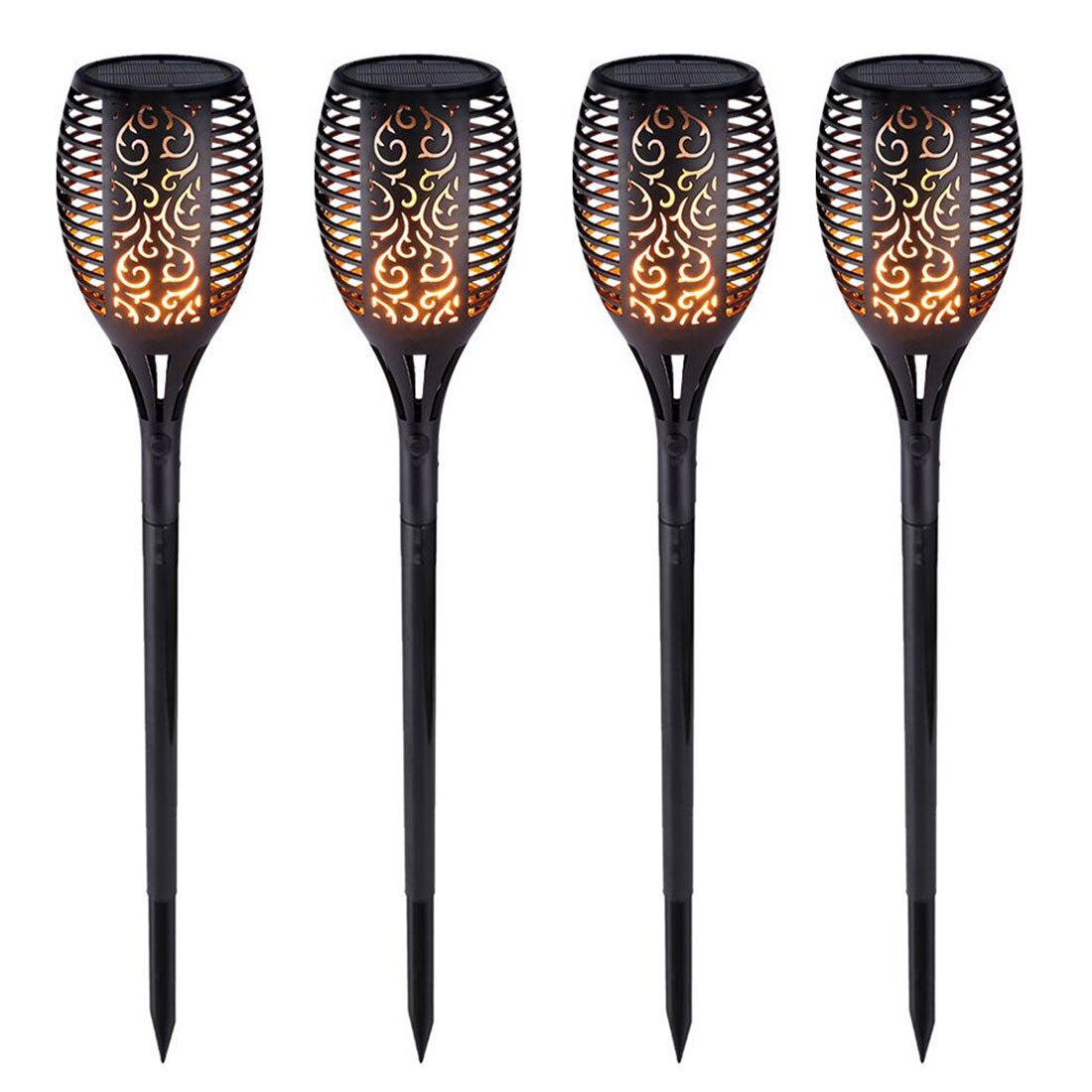 96 LED Solar- Flamme Licht Lampe Flackern Wasserdicht Garten Dekoration Landschaft Rasen Lampe Außen Scheinwerfer Pfad Beleuchtung Taschenlampe