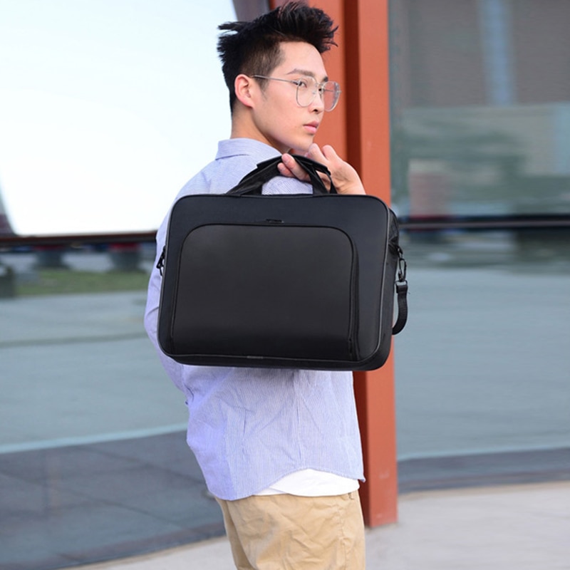 Bolsa para laptop masculina 15 17 visual, bolsa de mão para escritório empresarial, bolsa de ombro preta de nylon casual, bolsa de armazenamento de documentos xa260m