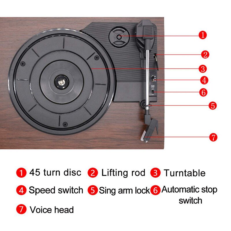 33, 45, 78 RPM aufzeichnen Spieler Antiken Grammophon Plattenspieler Rabatt Vinyl Audio- RCA R/L 3,5mm Ausgang aus USB DC 5V Holz Farbe