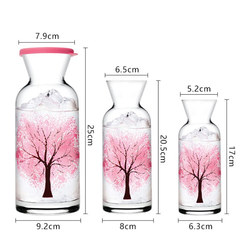 Taza de agua de flor de cerezo que cambia de Color de vidrio nórdico, botella de jugo de leche creativa resistente al calor, taza de té transparente, artículos para beber