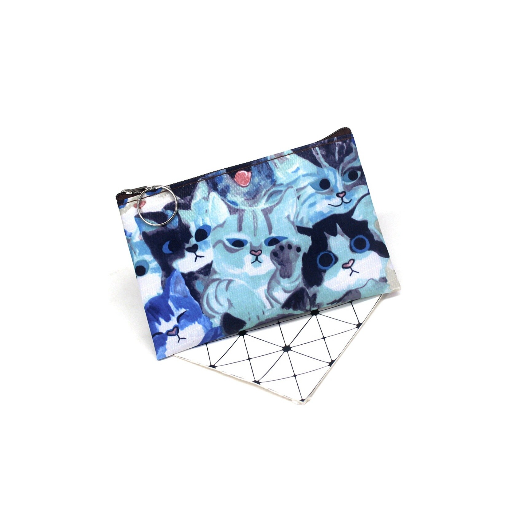 Monedero con estampado de gato para niñas pequeñas, monederos Vintage para mujer, billeteras cero, bolso de mano, monedero para mujer: Blue