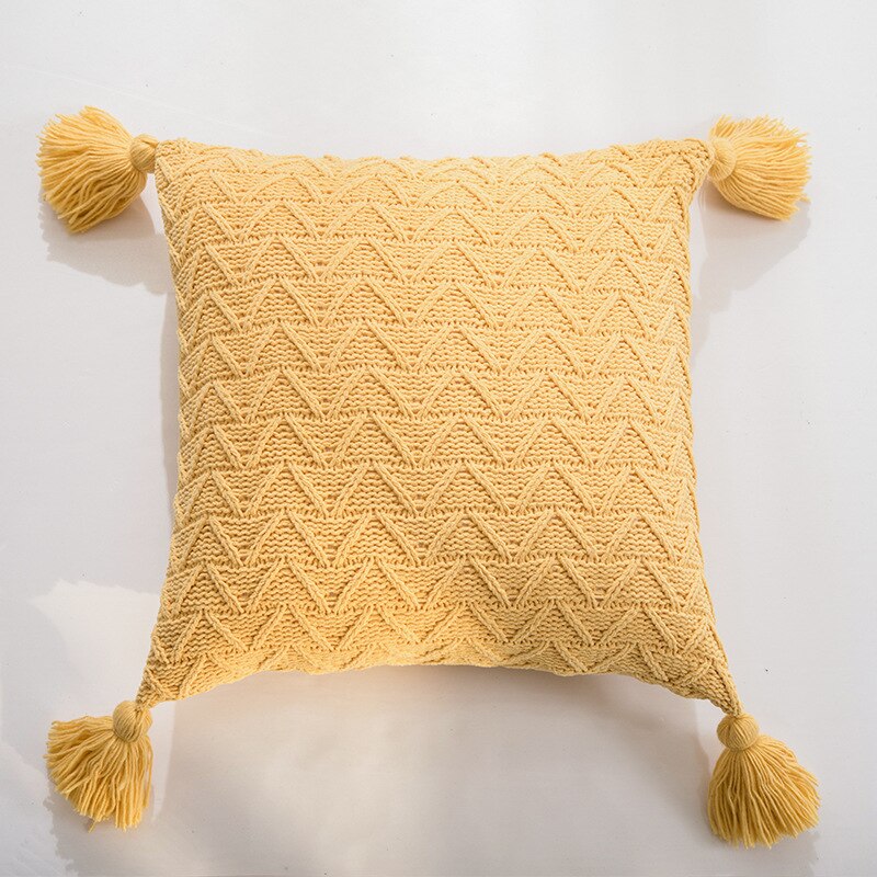 Taie d&#39;oreiller en maille Chenille douce, taie d&#39;oreiller anti-salissures, décoration de dossier de maison: yellow