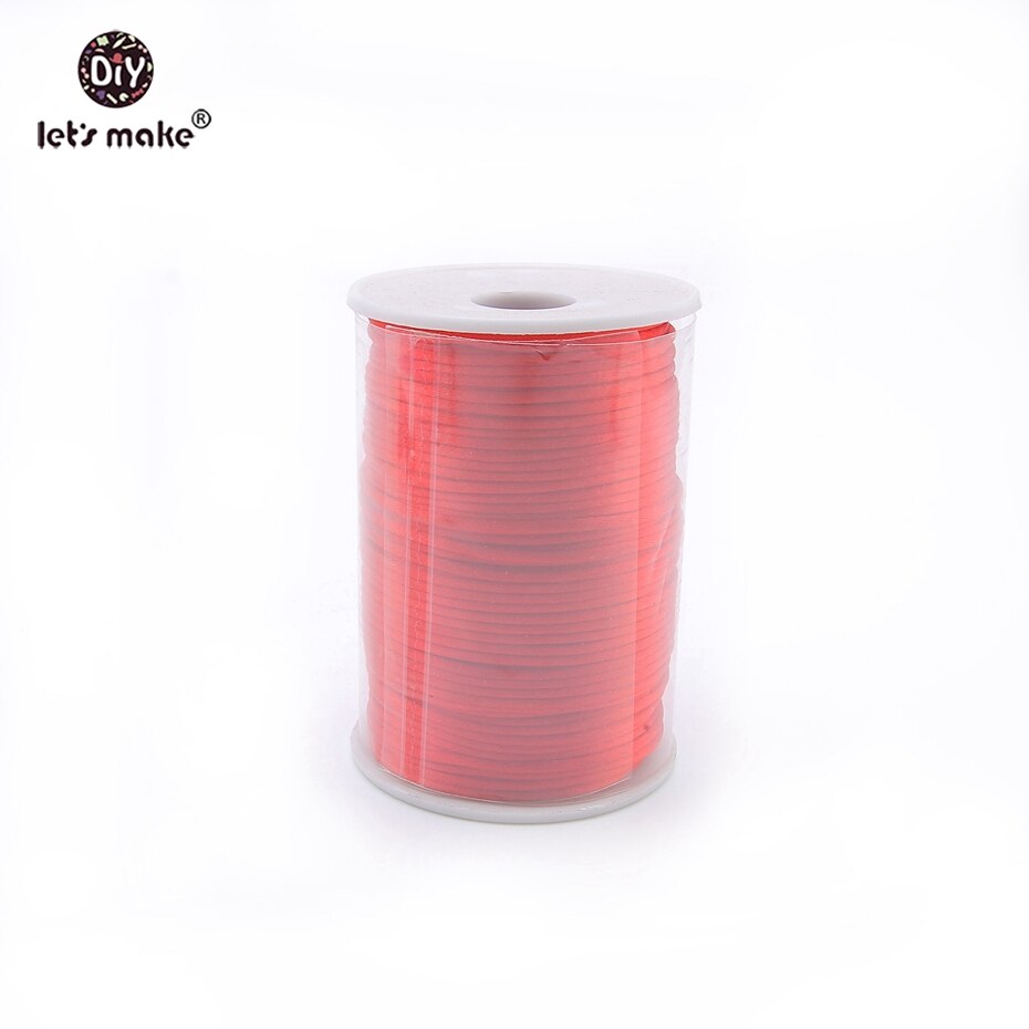 Lad os lave stærke flettet satin nylon snor reb diy gør fund perler tråd 2mm snor til tænder sensoriske beaded legetøj: Rød