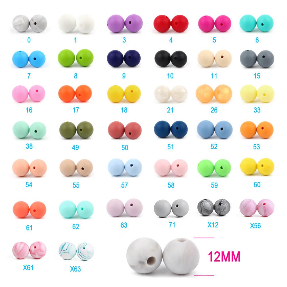 TYRY.HU 200PCS Silikon Perlen 12mm Kauen Zahnen Halskette Perlen Food Grade Silikon Zahnen Perlen BPA FREI