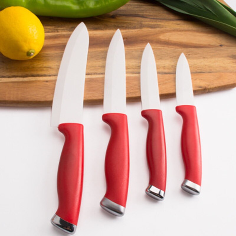 Keramische Messen keukenmessen 3 4 5 6 inch koksmes Baby extra voedsel mes wit zirconia blade Rood handvat: 3456 inch