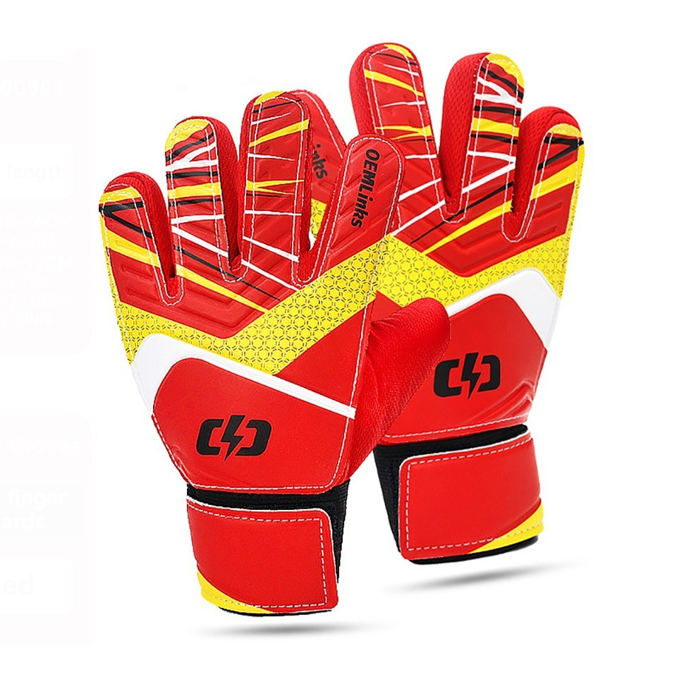 Loogdeel Voetbal Keeper Handschoenen Vinger Beschermen Verdikte Anti-Slip Slijtvaste Volwassen Kind Voetbal Training Sporthandschoenen: Rood / M