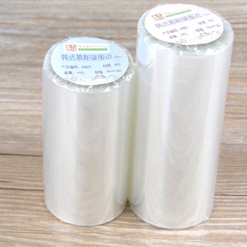 10m przezroczysty mus otaczający krawędź taśma robić zawijania robić pieczenia ciasta kołnierz opakowanie naklejek DIY ciasto dekorowanie narzędzia