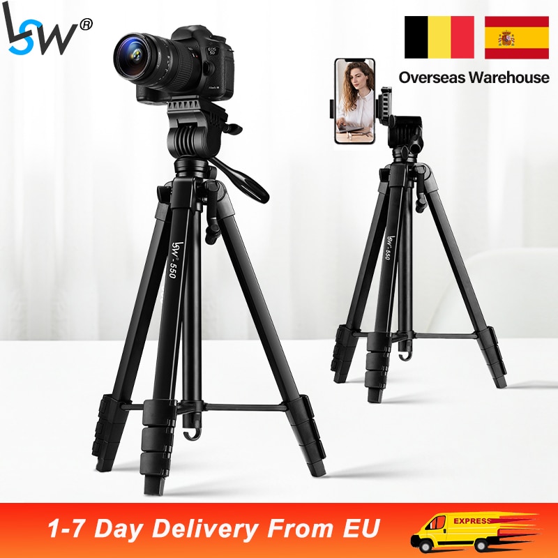 Camera Tripod 150cm/60-Inch for DSLR with Phone Holder &amp; Remote/Aluminium Fluid Head Video Selfie Photography Telescope Tripod