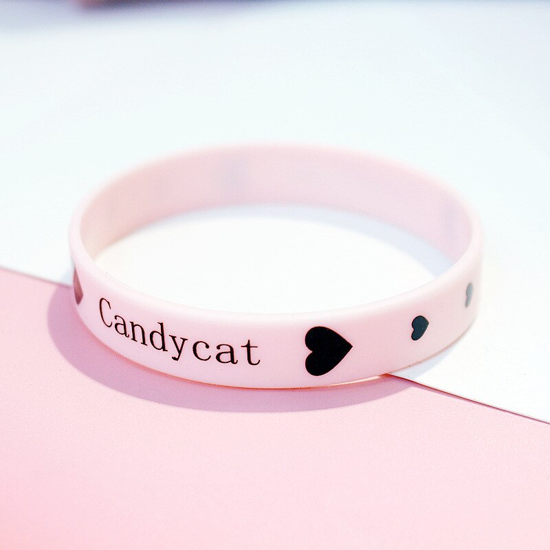 Sport Armband Cartoon EKG Buchstaben Kleine Frische und Einfache Silikon Männliche und Weibliche Studenten Freundinnen Paar Schmuck Trend: pink heart