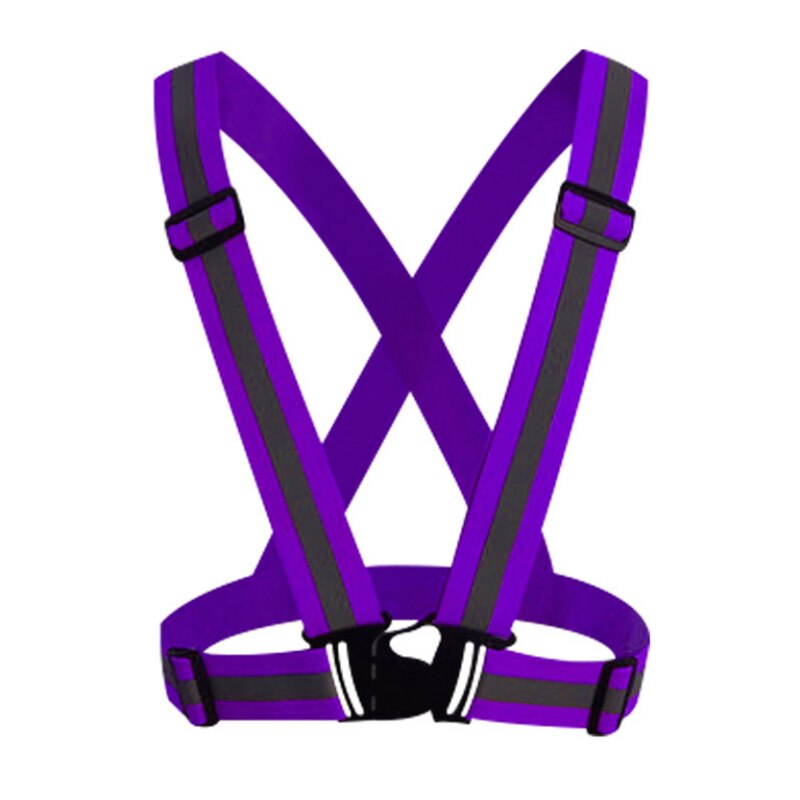 Reflective harness night cycling reflective clothing,adjustable reflective vest reflective elastic band bicycle riding equipment: Purple