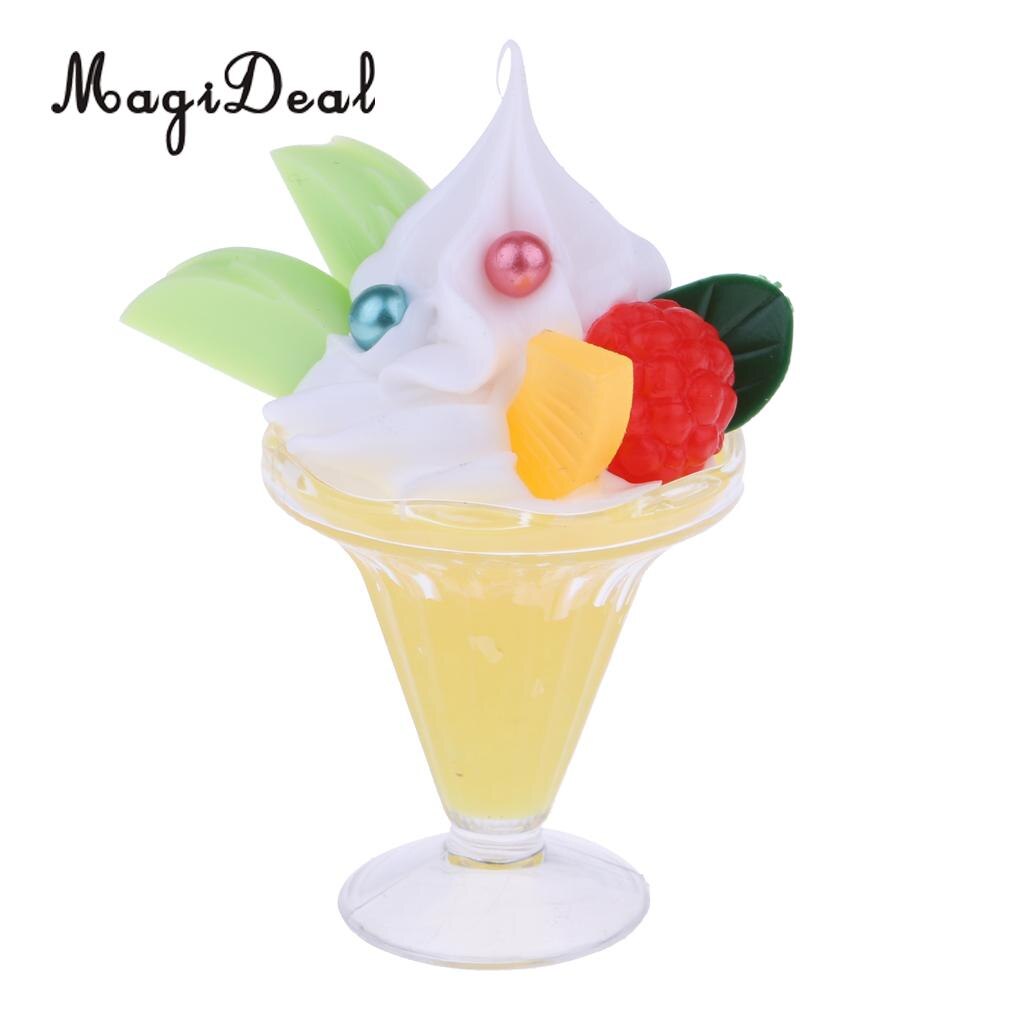 Handmade 1/6 Ice Cream Sundae Foods Model for for BJD Dolls House Accessories Decor: Blue