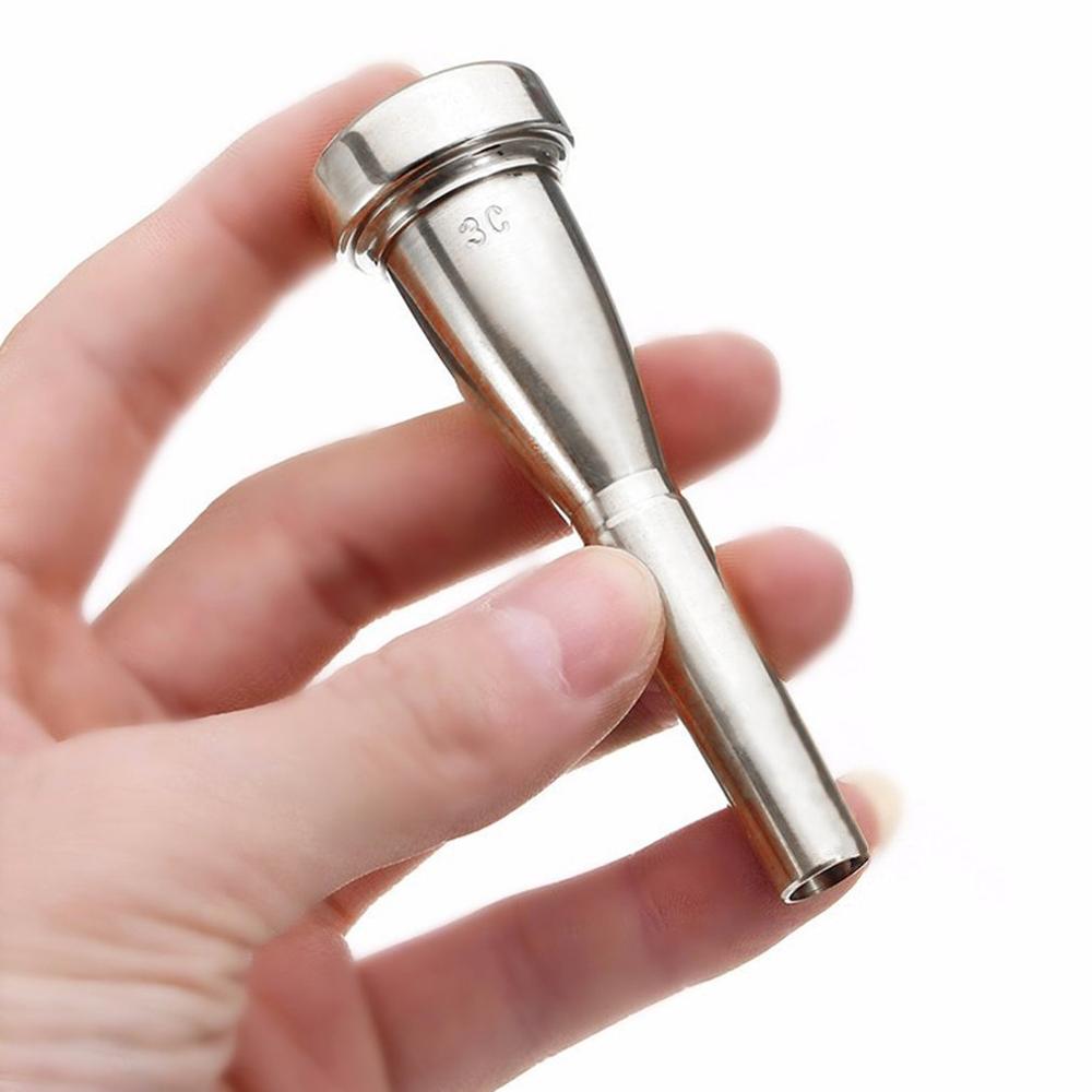 Boquilla de trompeta, tamaño moscada 3C, para principiantes de Bach, accesorios musicales de trompeta, piezas prácticas de oro y plata: Plata