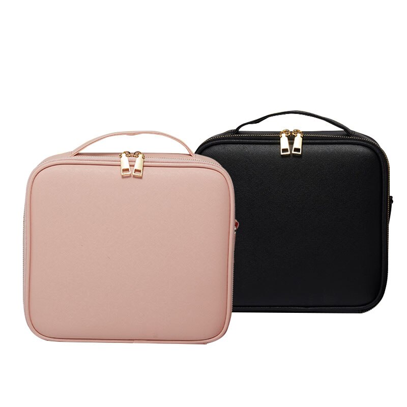 Kvinner merke makeup case full kosmetisk veske arrangør skinn skjønnhet manikyr reise sminke koffert