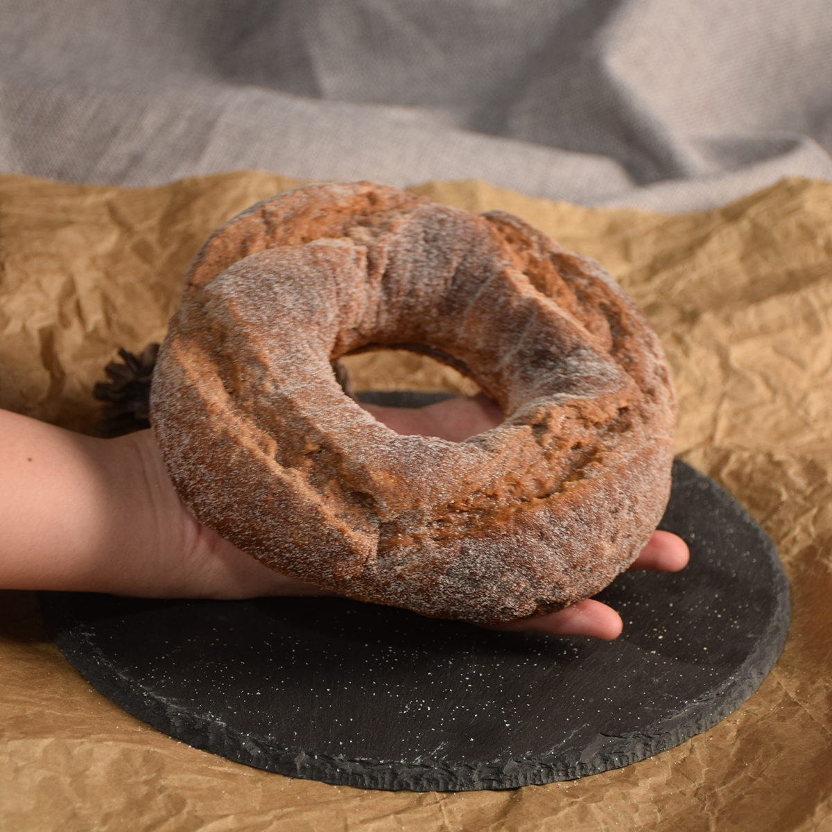 PU Simulation European Bread Model,Simulation Black Wheat Bread, Buckwheat Bread Model,Baking Shop Decoration Props,Food Model: Silver