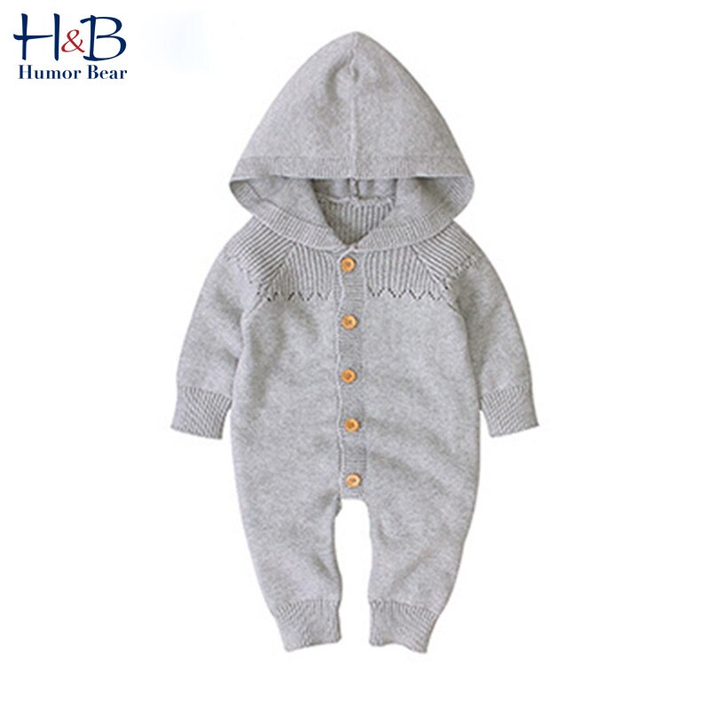 Suéter de bebé de oso de Humor, ropa de invierno , Otoño, mono de punto para bebé niña, mono con capucha de manga larga, conjunto para niños