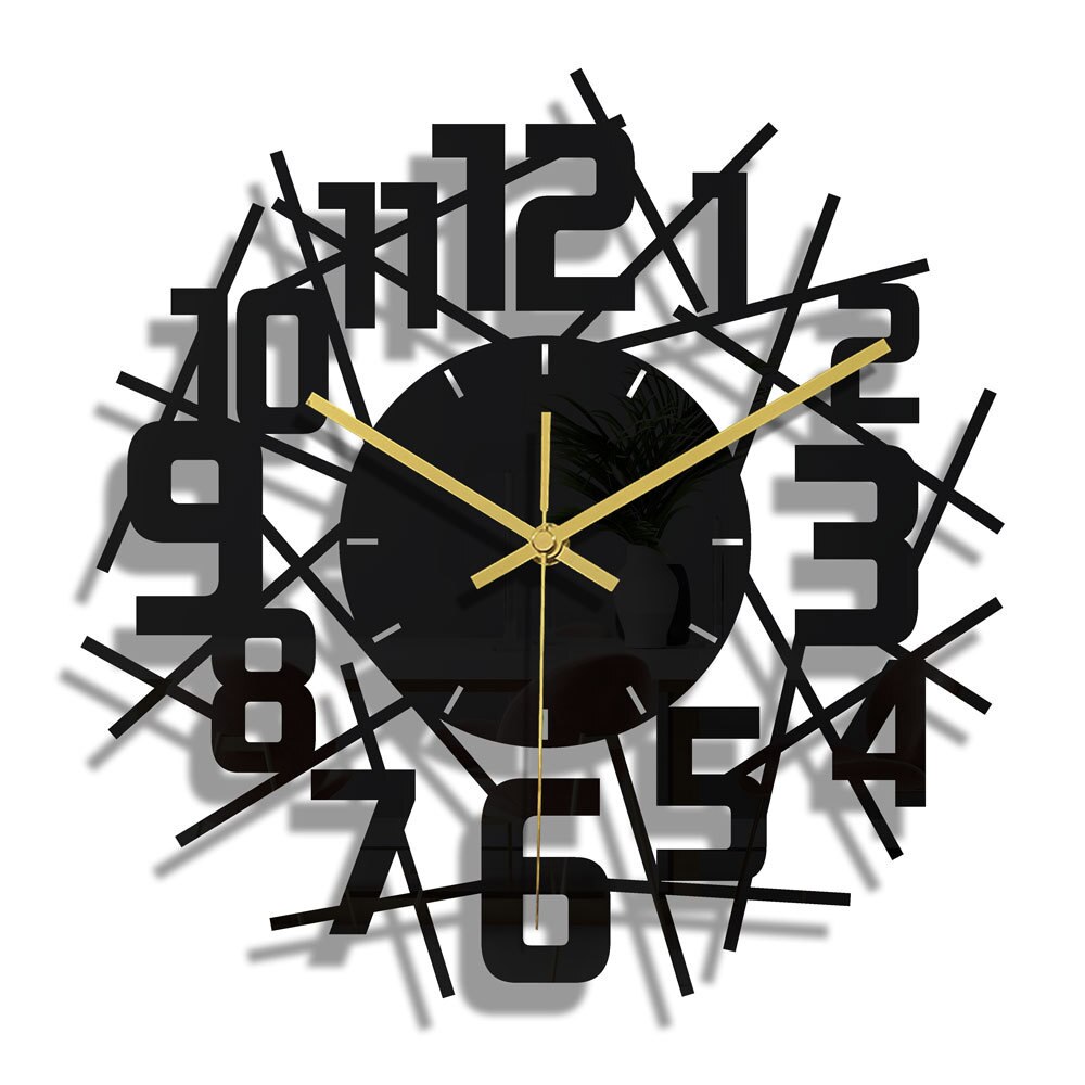 Large Roman Numbers DIY Silent Acrylic Decorative Wall Clock Modern Living Room Watch Black Hollow Pattern Horloge: CC315 30cm