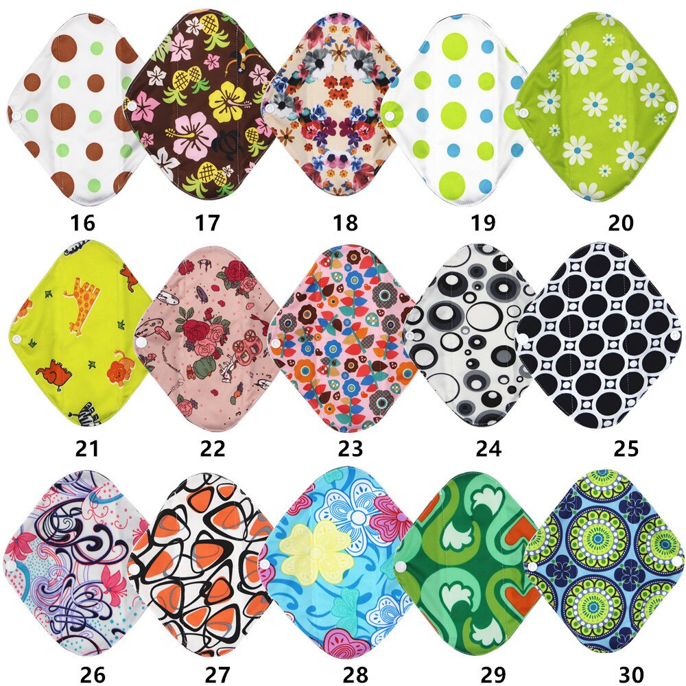 1pc Dag Gebruik Maandverband met Organische Bamboe Innerlijke Waterdichte Gedrukt Regelmatige Flow Herbruikbare Super Zachte Mama Pads