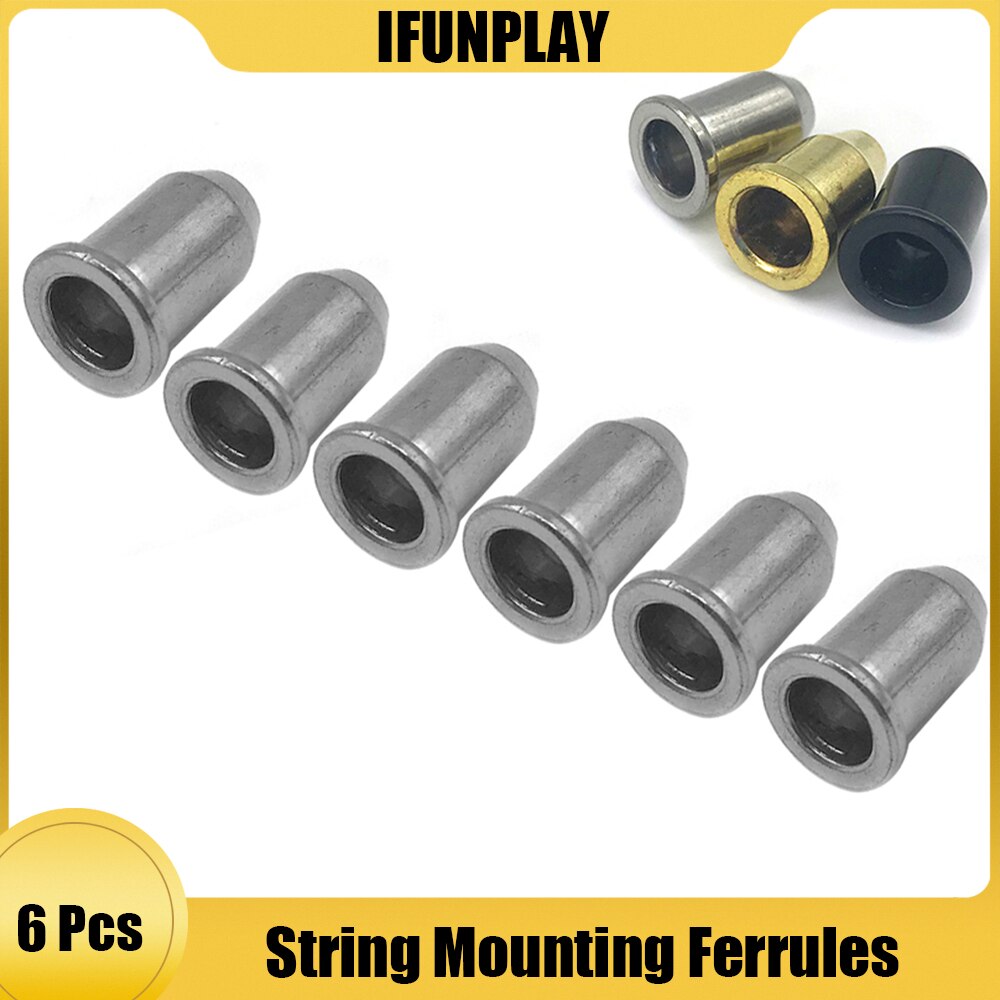 6pcs Electric Guitar Bridge Guitar String Mounting Ferrules Bushing String Retainer Balck-Gold-Chrome Guitar Accessories