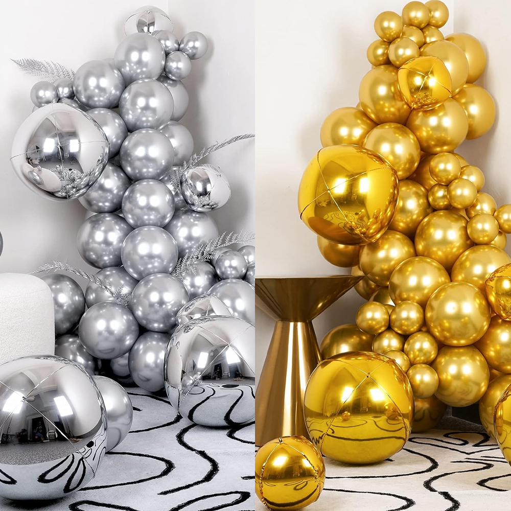 Globos de aluminio 4D, globos redondos holográficos para cumpleaños, despedida de soltero, boda y decoración de de Navidad