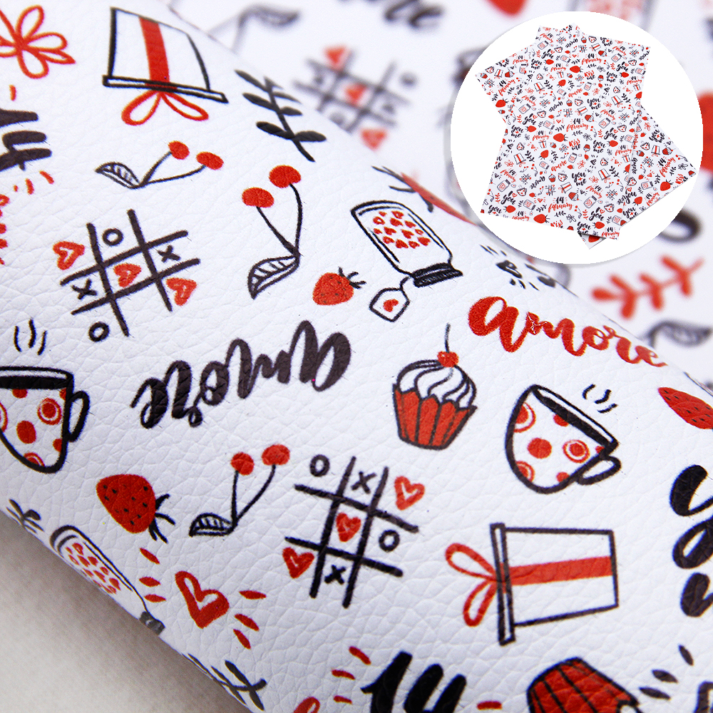 20*34cm litchi korn love heart trykt vinyl stof imiteret læder ark til gør-det-selv ,1 yc 9083: 1096156036