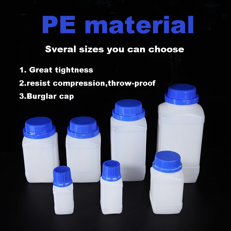 4 stks/partij PE Vierkante blauwe cap plastic reagensfles Monster flessen met inbreker cap chemische experiment lab fles