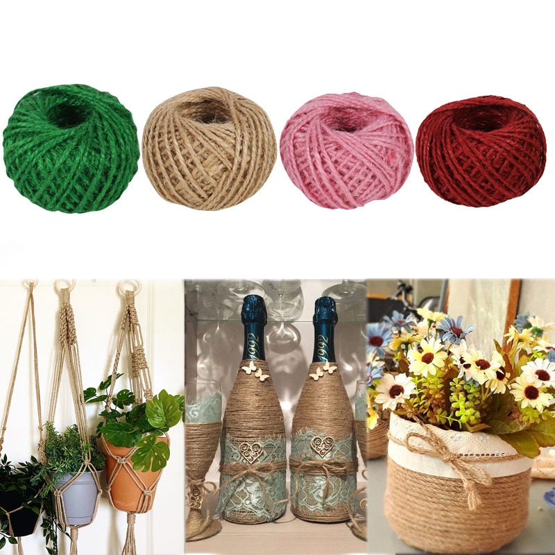 30m naturliga säckväv hessian jute garn sladd hampa rep gör det själv hem hantverk packningssnören bröllop julfest heminredning