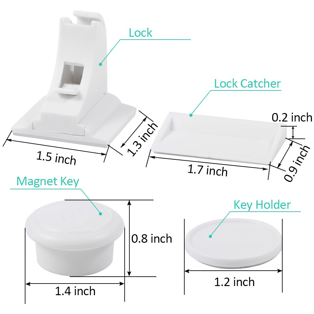 4 cerraduras + 1 llave cerradura magnética Protección infantil Cerradura de seguridad para bebés pestillo de cajón cerraduras de puerta de armario seguridad magnética de seguridad infantil