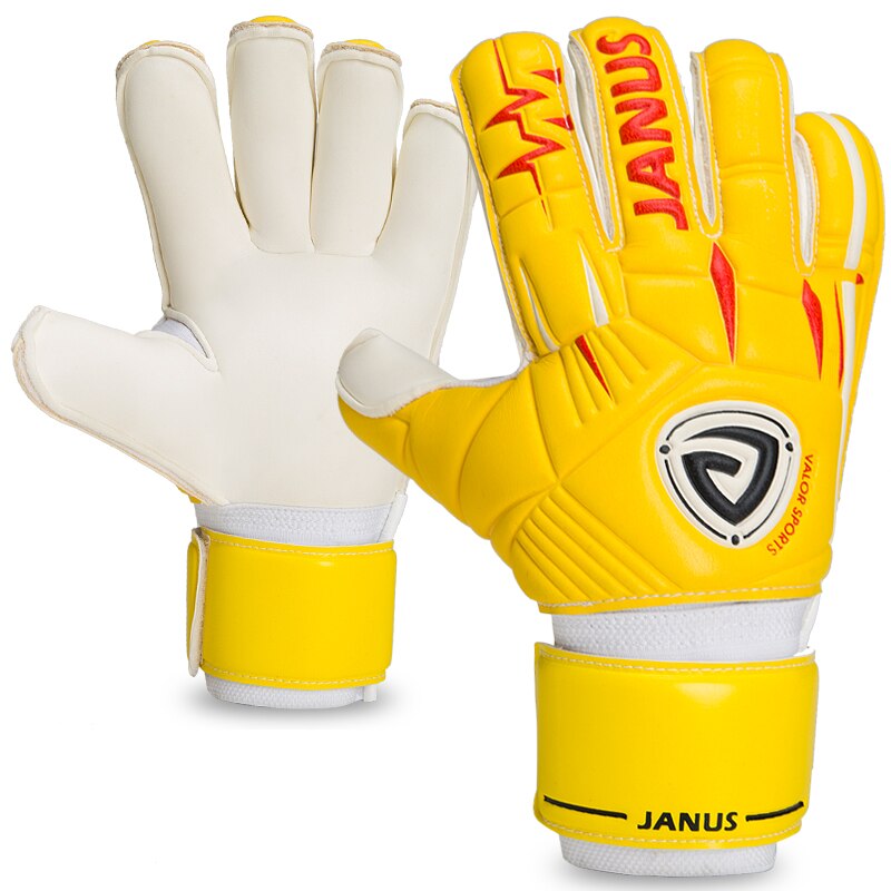 Janus Roll Finger Goalkeeper Gloves Goalie Keeper GK Gloves with Removable Finger Save Protection Size 7 8 9 10 Yellow Red