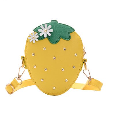 Zomerse crossbody tas, schattige aardbeivormige schoudertas met felle kleur voor dames en meisjes: Geel