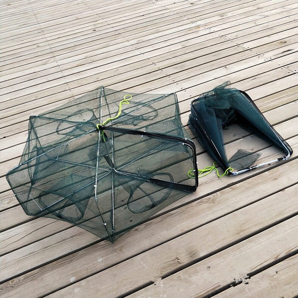Folded Portable Hexagon 4/6/8/12/16 Hole Automatic Fishing Shrimp Trap Fishing Net Fish Shrimp Minnow Crab Baits Cast Mesh Trap